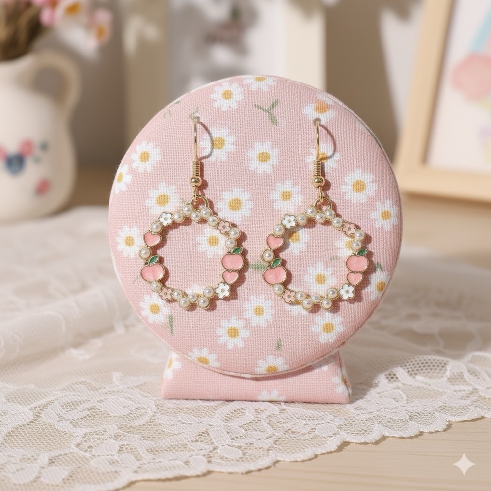 Peach & Pearl Earrings 🌸